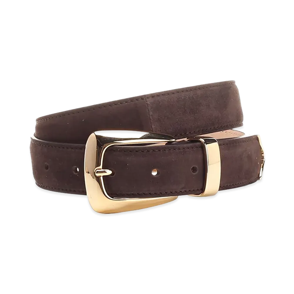 KHAITE Women's Benny Suede Belt "Coffee"