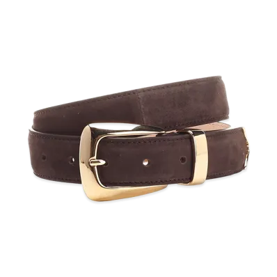 KHAITE Women's Benny Suede Belt "Coffee"
