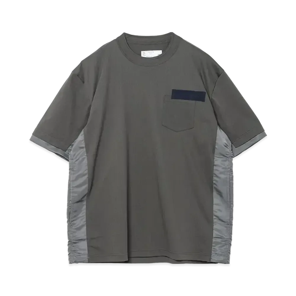 sacai Nylon Twill x Cotton Jersey T-Shirt "Charcoal Gray/Charcoal Gray"