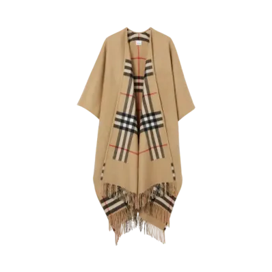 Burberry Check Wool Cashmere Reversible Cape "Archive Beige"