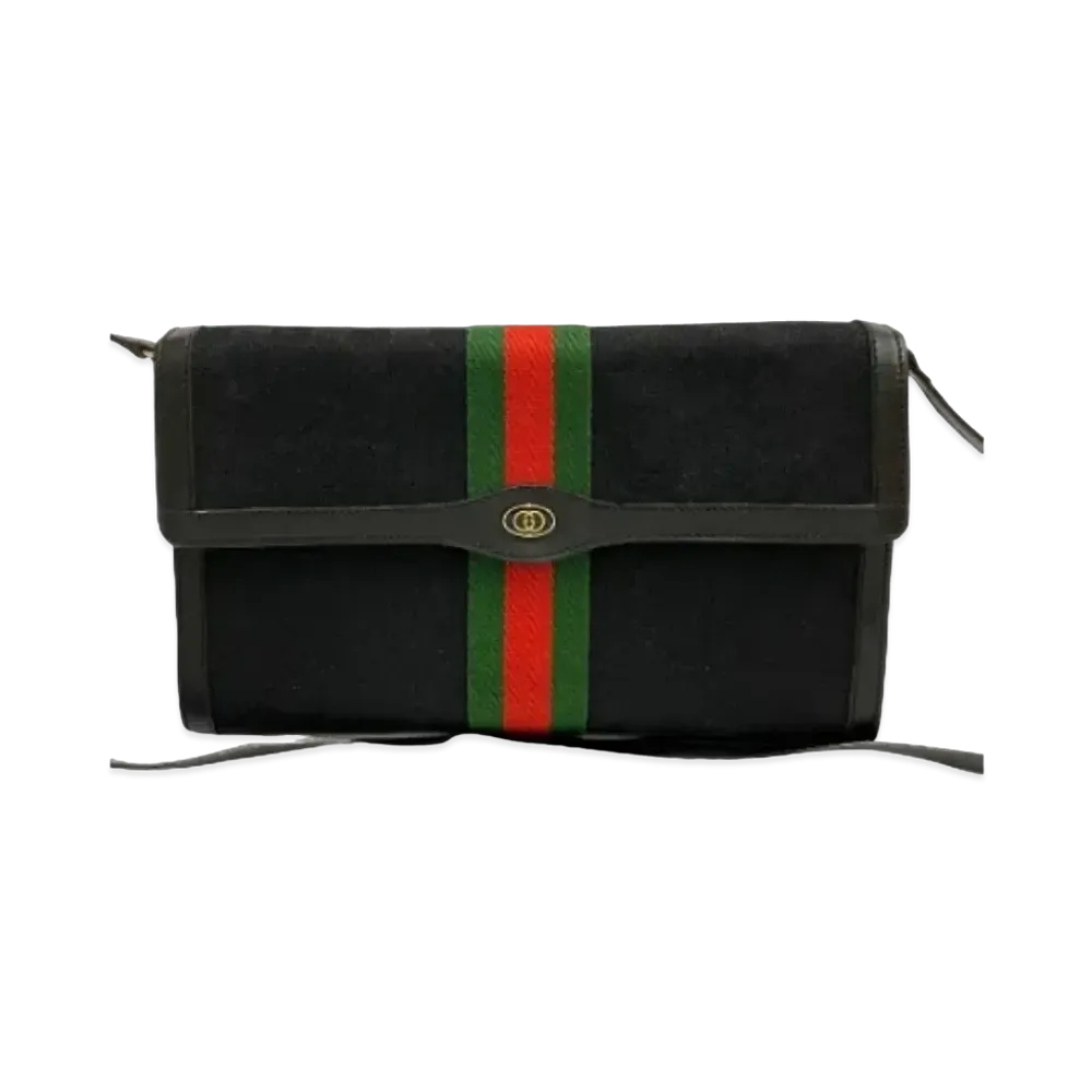 GUCCI Old Gucci Sherry Line GG Leather Canvas "Black"
