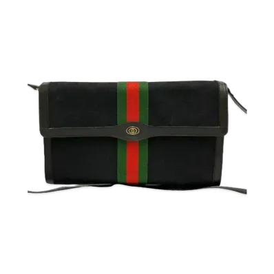 GUCCI Old Gucci Sherry Line GG Leather Canvas "Black"