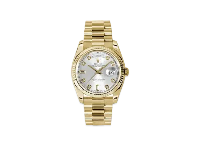 ROLEX Day-Date 36 Silver Dial 10P Diamonds 128238A