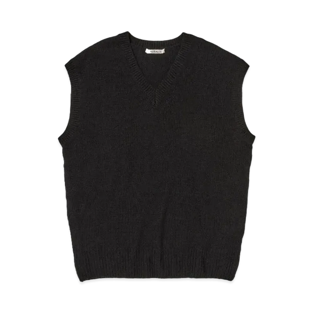 AURALEE Wool Cashmere Silk Knit Vest "Black"