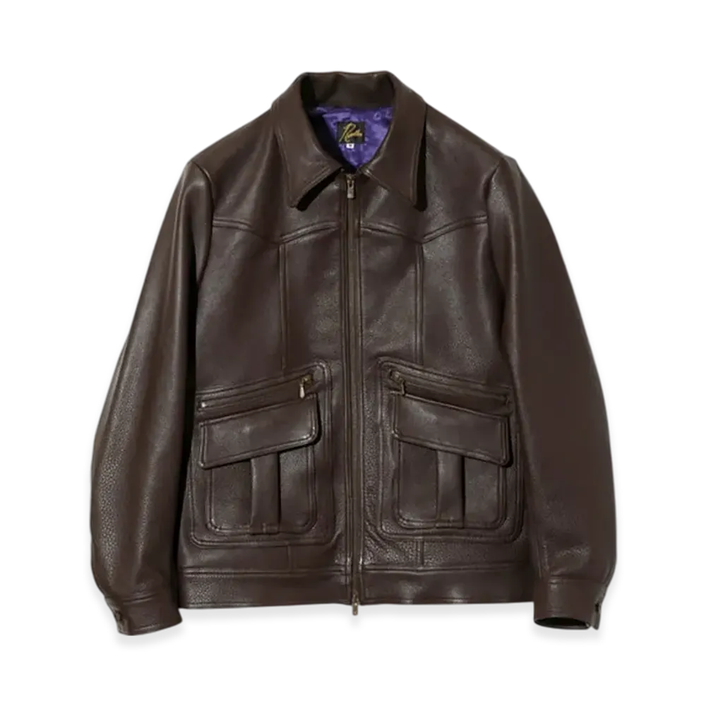 NEEDLES Southern Jacket - Grained Leather "Brown"