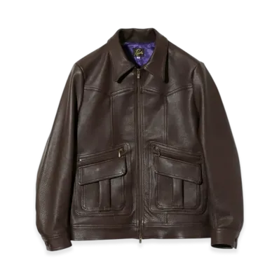 NEEDLES Southern Jacket - Grained Leather "Brown"