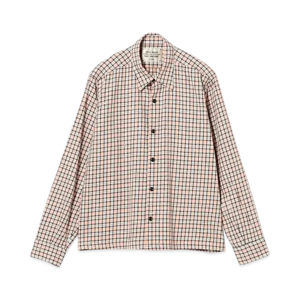 BEAMS FUTURE ARCHIVE Glitter Nelcheck Shirt "Orange"