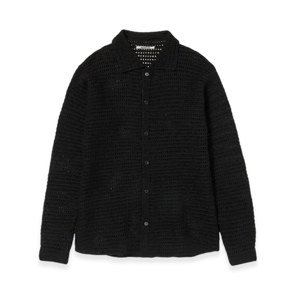 AURALEE Hand Crochet Wool Knit Shirts "Black"