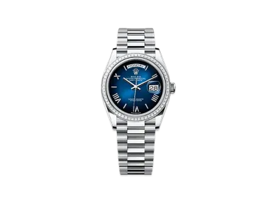 ROLEX Day-Date 36mm Platinum Diamond 128396TBR "Blue Ombre"