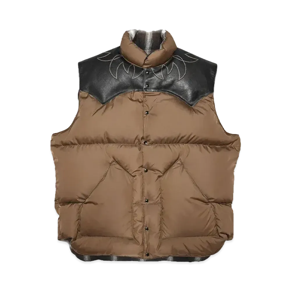 Rocky x Rafu mountain featherbed RMFC Down Vest W/EMB’D "DBROWN"