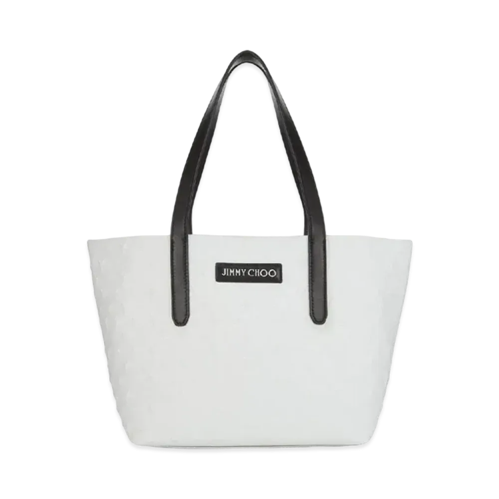 Jimmy Choo Sofia/S Star Embossed Grainy Leather Tote Bag "Chalk"
