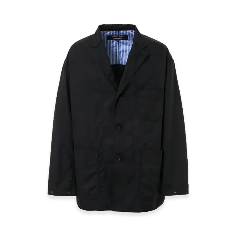 COMME des GARCONS HOMME Yarn-Dyed Polyester 3-Button Jacket "Black"