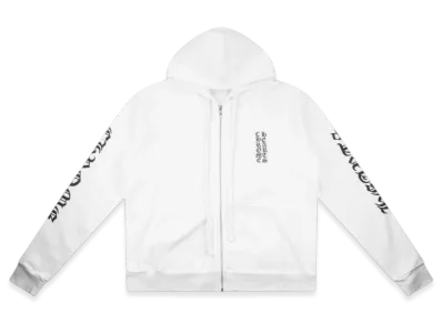 Chrome Hearts Vertical Logo Heavyweight Zip Up Hoodie "White"