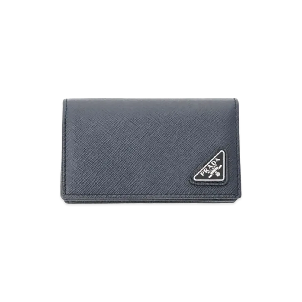 PRADA Saffiano Leather Card Holder "Baltic Blue"