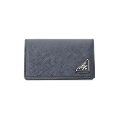 PRADA Saffiano Leather Card Holder "Baltic Blue"