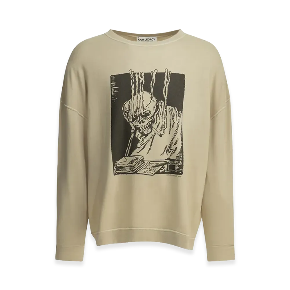 OUR LEGACY "Angry Fan Mail" Crewneck Sweatshirt "Beige"
