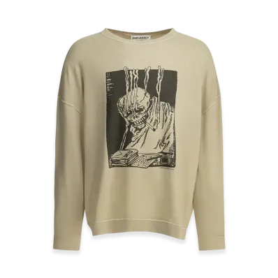 OUR LEGACY "Angry Fan Mail" Crewneck Sweatshirt "Beige"