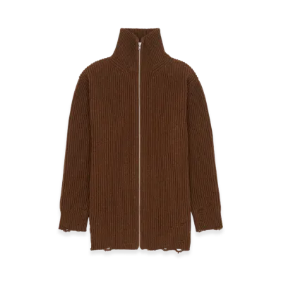 MM6 Maison Margiela Women's Ribbed Knit Jacket "Brown"