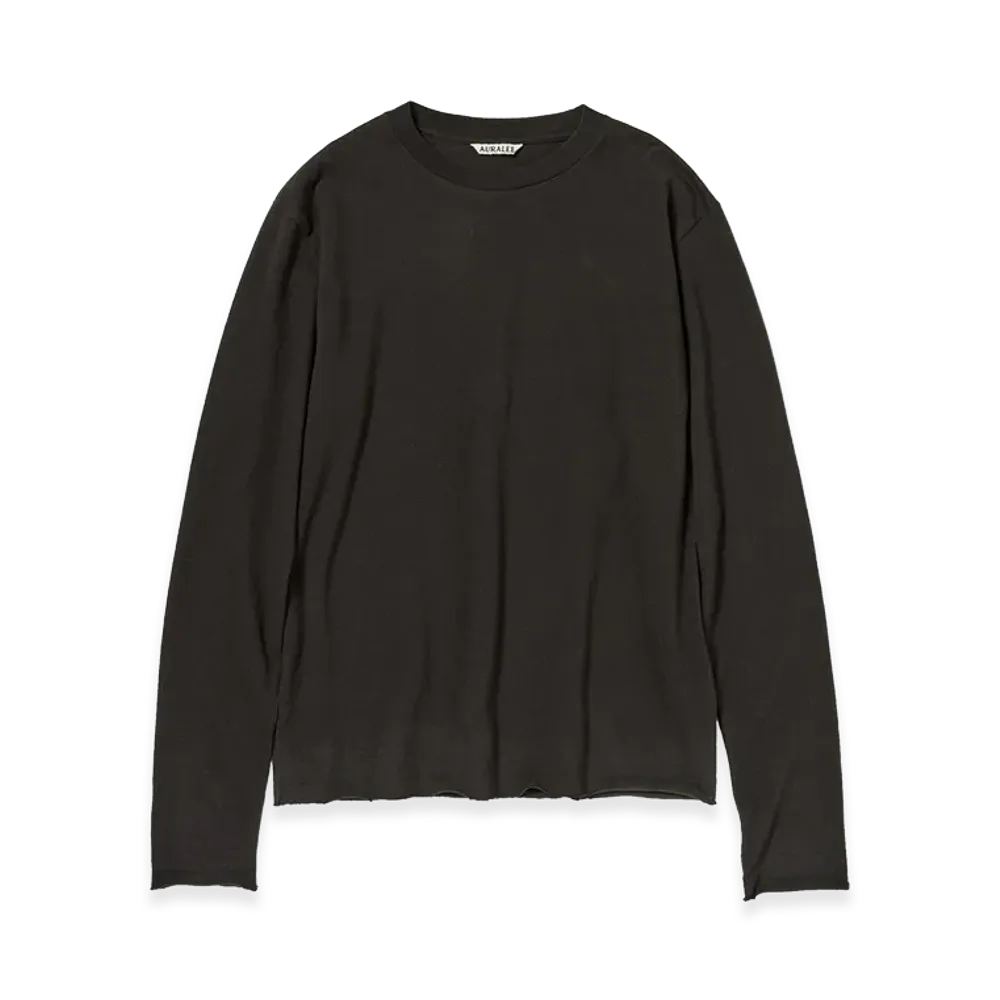 AURALEE Women's Brushed Organic Cotton Jersey L/S Tee "Ink Black"