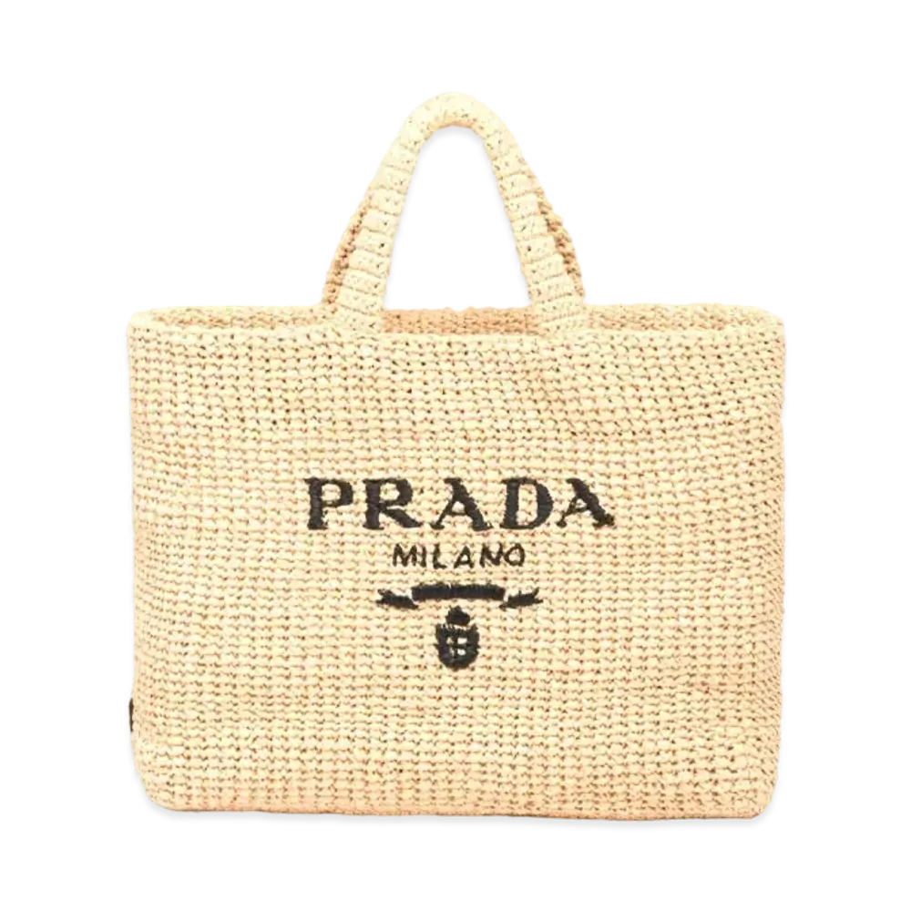 PRADA Raffia Tote Bag "Beige"