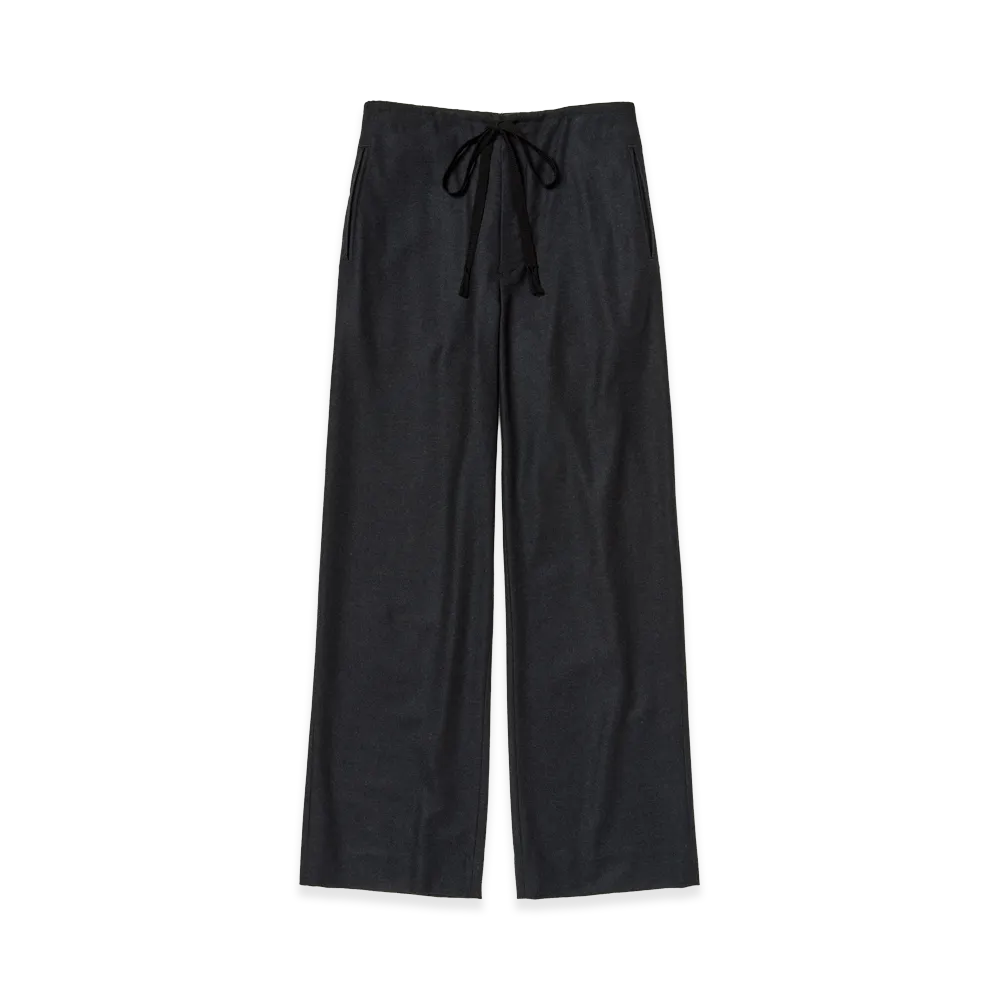 AURALEE Women's Wool Fulling Flannel Drawstring Pants "Top Charcoal"