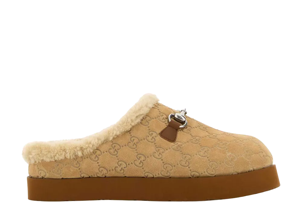 GUCCI Beige Suede Slippers "Beige"