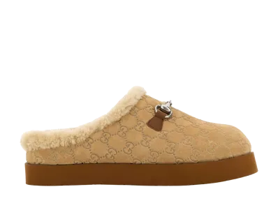 GUCCI Beige Suede Slippers "Beige"