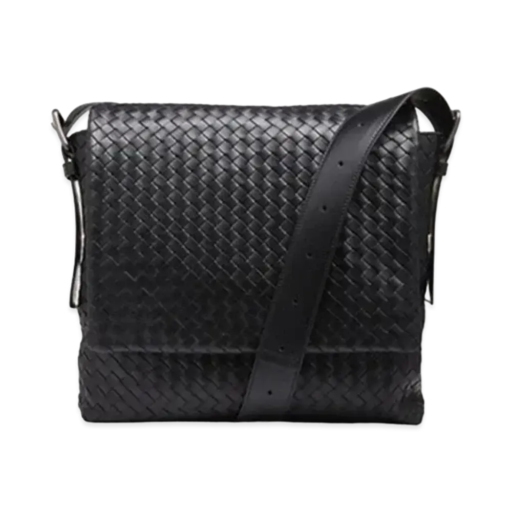 Bottega Veneta Lambskin Crossbody Bag "Black"