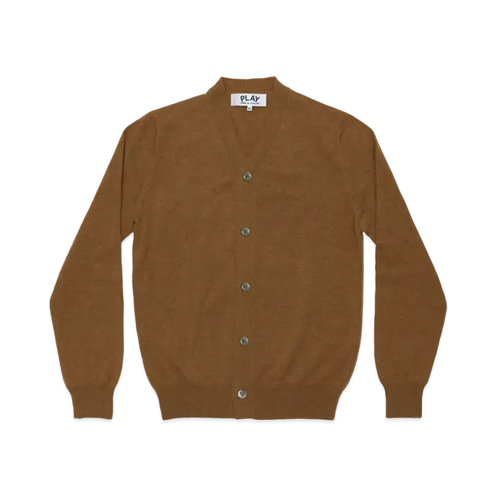 PLAY COMME des GARCONS Unisex V-Neck Cardigan With Small Emblem AX-N092-051 "Light Brown"