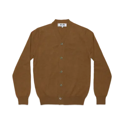 PLAY COMME des GARCONS Unisex V-Neck Cardigan With Small Emblem AX-N092-051 "Light Brown"