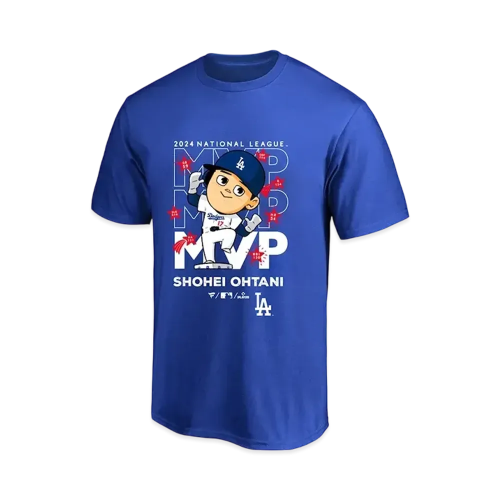 MLB Fanatics Dodgers Shohei Ohtani National League MVP 2024 Award Commemoration Illustration T-Shirt Kids "Blue"