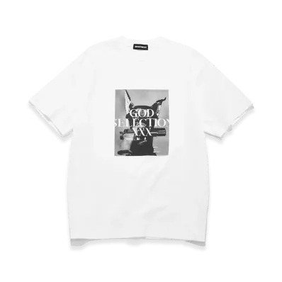 GOD SELECTION XXX Doberman & Gun Logo Photo Tee GX-S26-ST-16 "White"