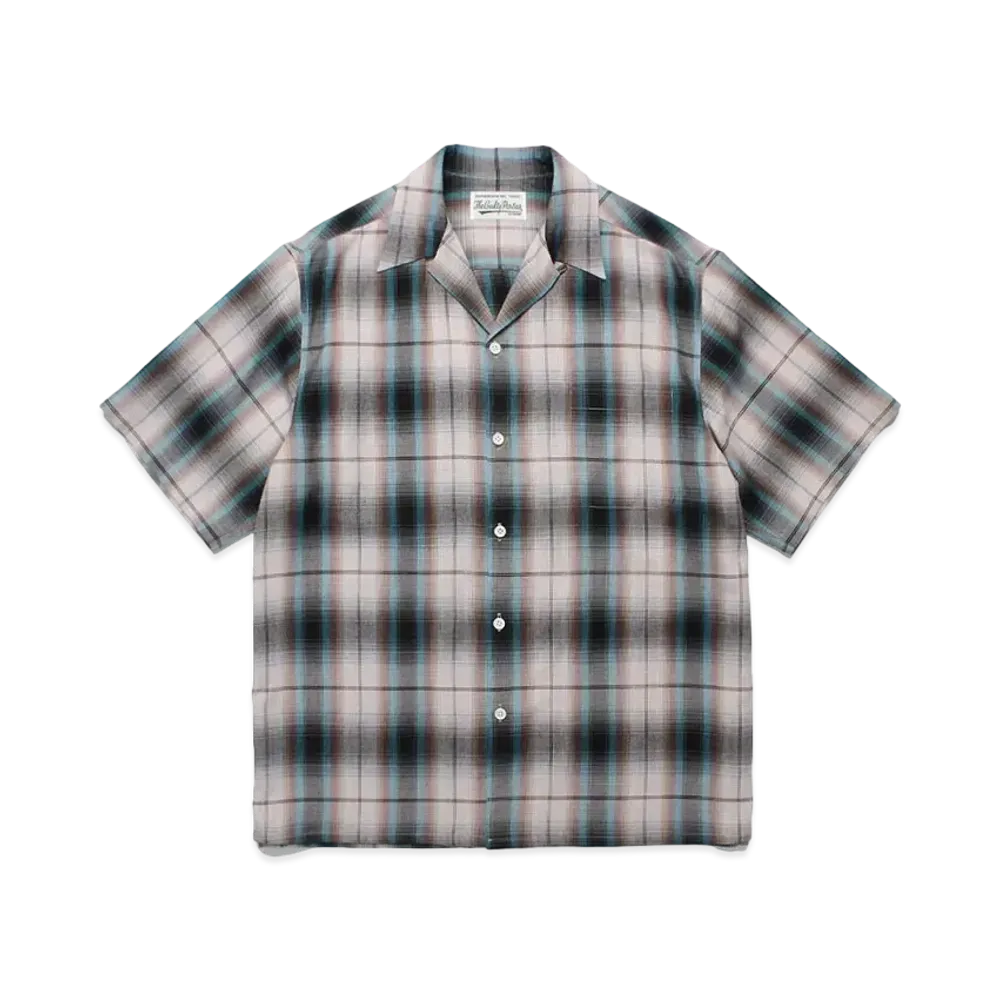 WACKO MARIA Check Open Collar Shirt "Light Brown"
