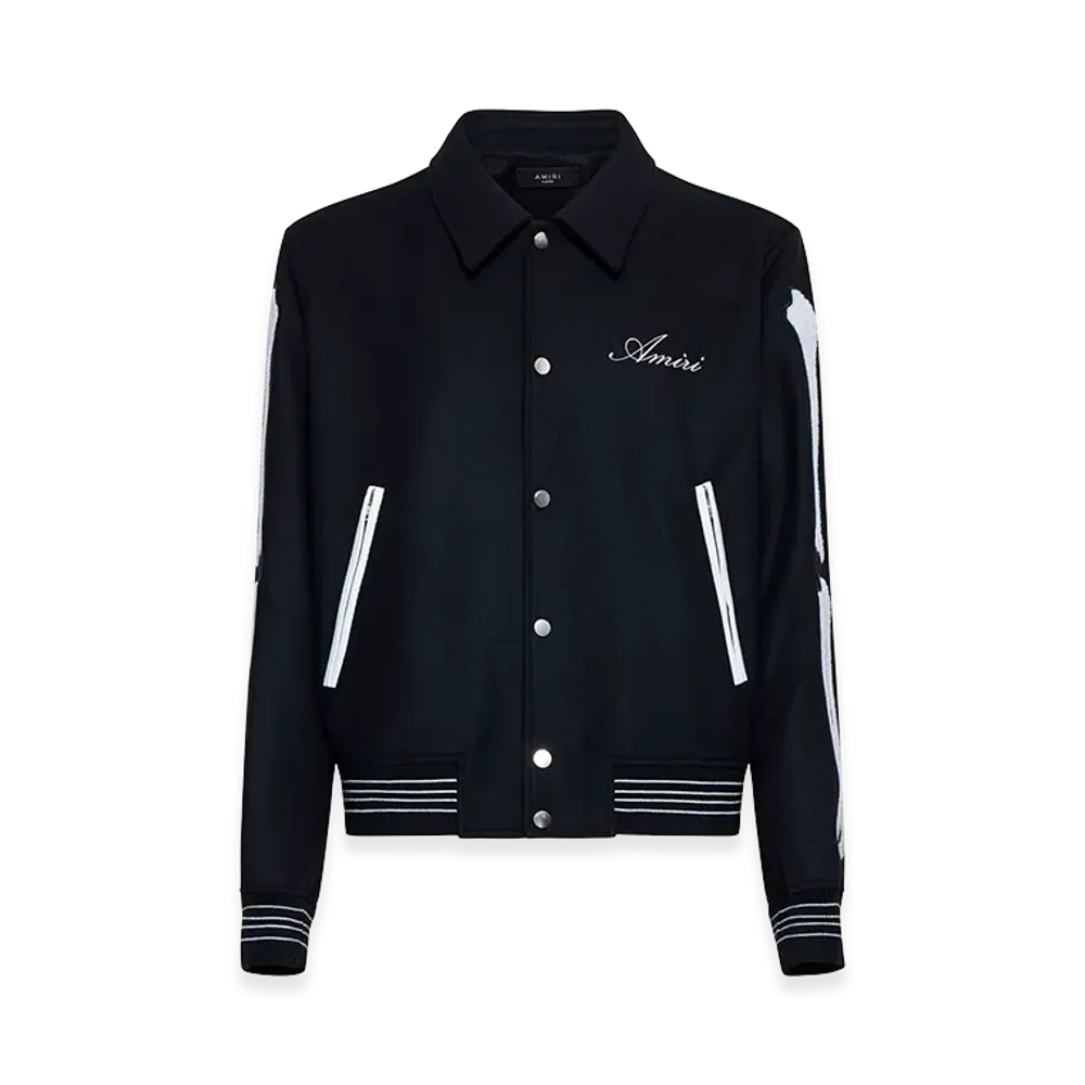 AMIRI Black Wool Blend Bomber Jacket "Black"