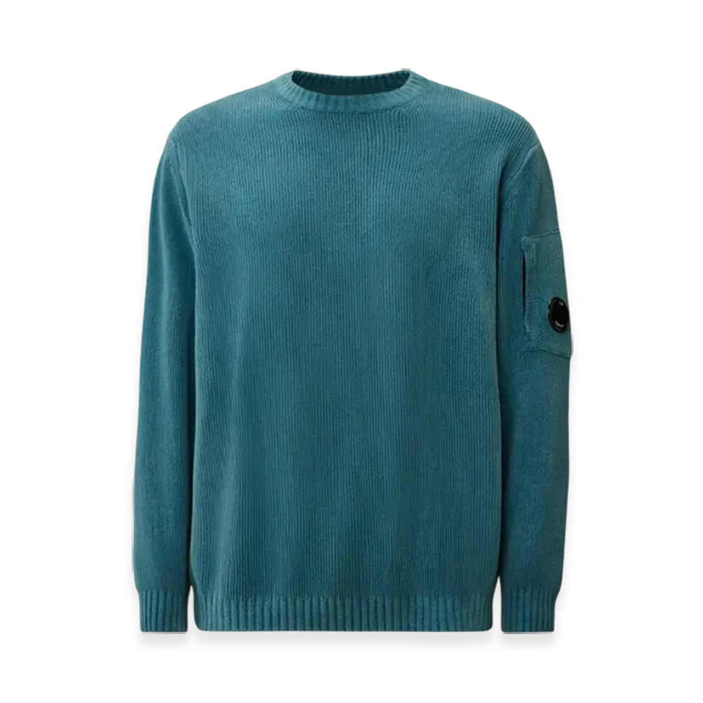 C.P. Company Cotton Chenille Crewneck Sweater "Aegean Blue Light Blue"
