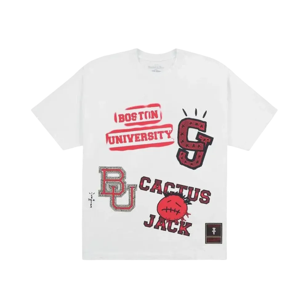 Travis Scott x M&N x Boston University Handdrawn Tee "White"