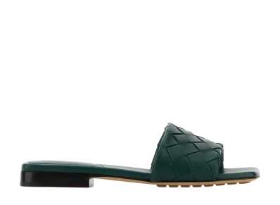 Bottega Veneta Women's Leather Parco Slippers "Bottle Green"