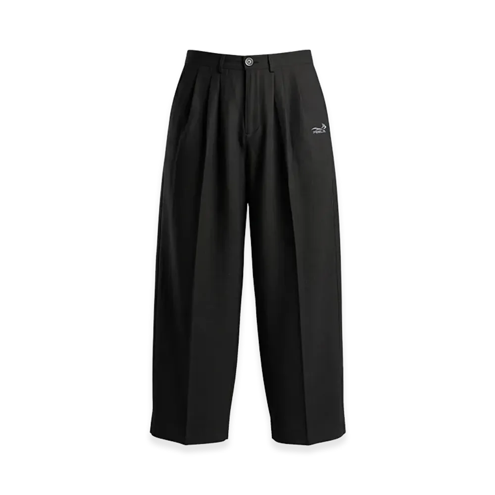 FEELS. Linen Two-Tucked Slacks "Black"