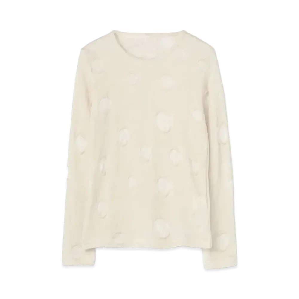 Yohji Yamamoto Y's PERFORATED DOT JACQUARD ROUND NECK T "Off White"