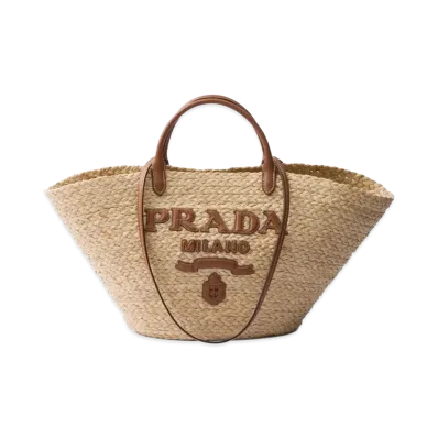 PRADA Women's Big Logo Shopping Bag "Beige"