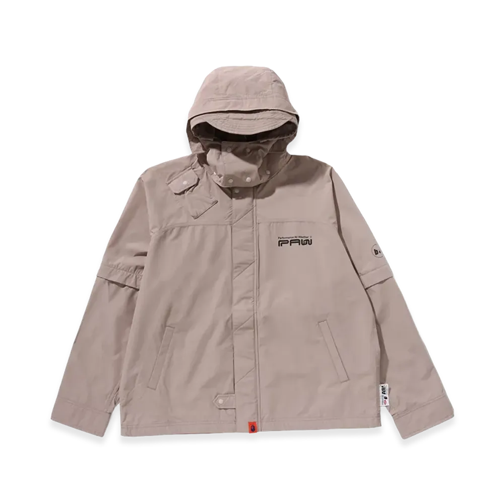 A BATHING APE x KAZUKI KURAISHI 3-Layer SHO-ENE Detachable Rain Jacket "Beige"