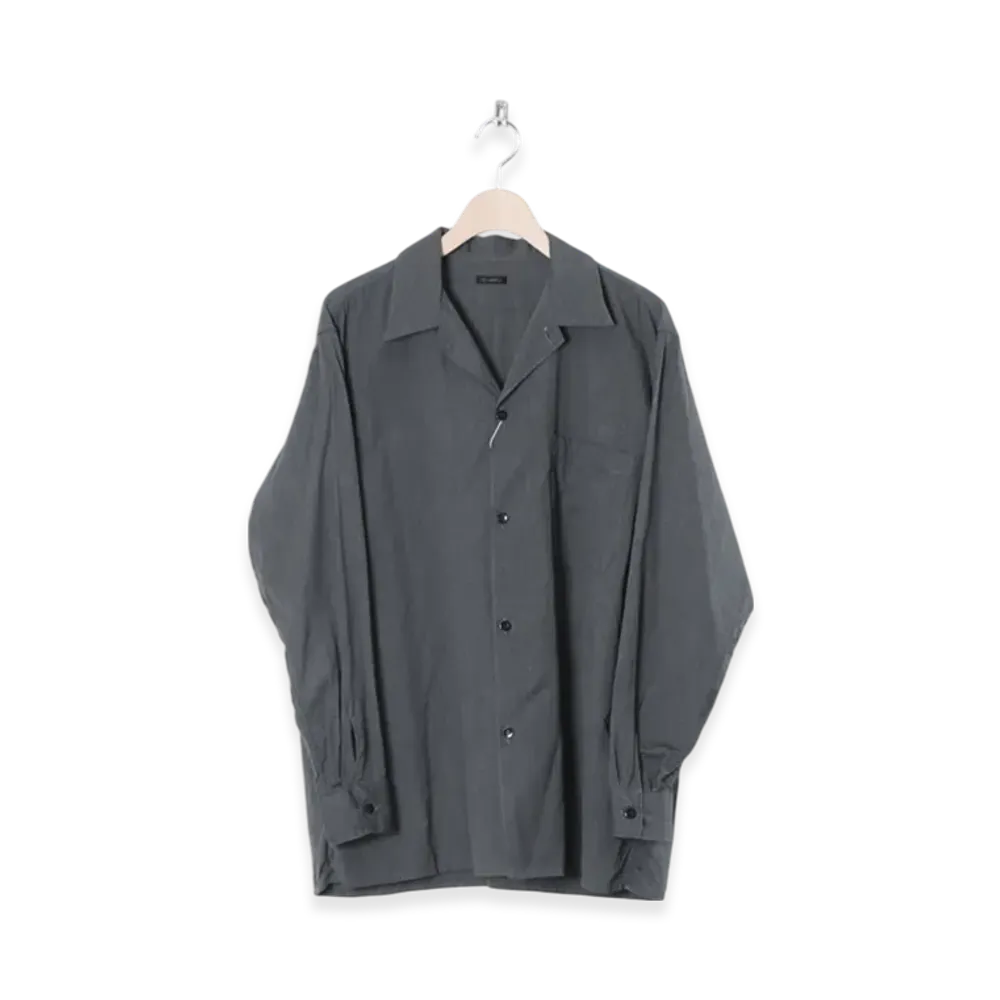 COMOLI Heather Yarn Open Collar Shirt "Gray"