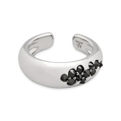 TOMWOOD Ear Cuff Black Molecule "Silver"
