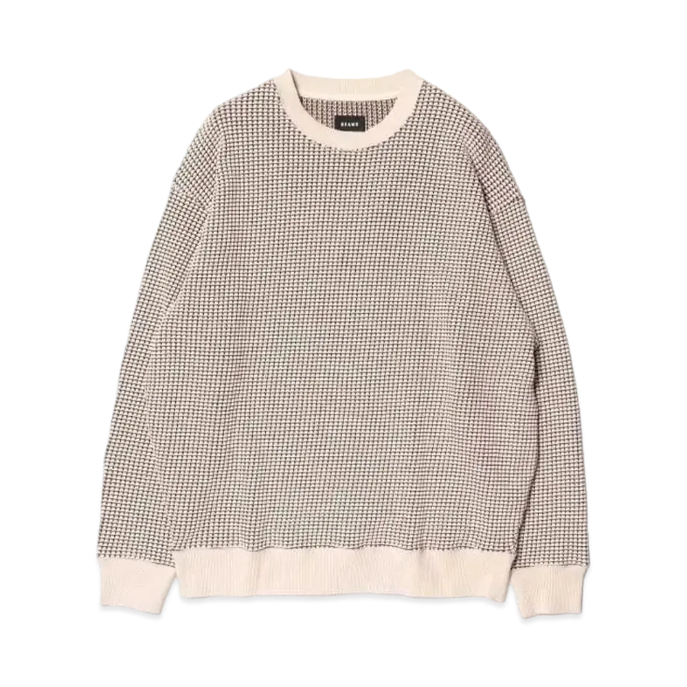 BEAMS Heavyweight Waffle T-shirt "Beige"