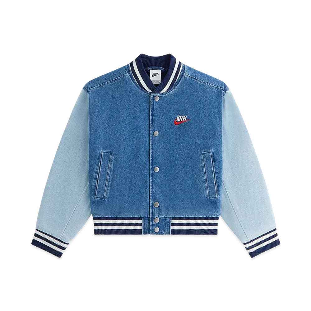 Kith x Nike Kids Denim Varsity Jacket "Mystic Navy"