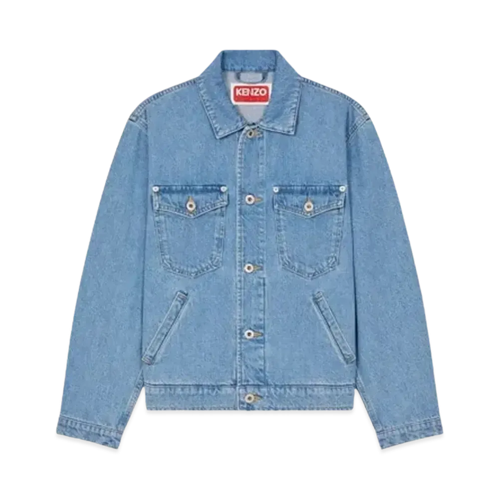 KENZO 'YEAR OF THE DRAGON' Embroidery Track Jacket "Stone Bleached Blue Denim"