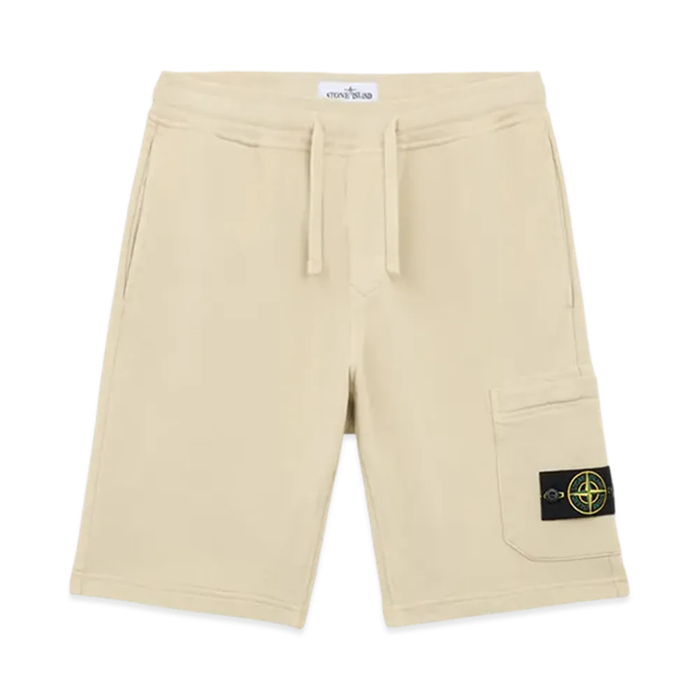 Stone Island 64651 Cotton Fleece Cargo Bermuda Shorts with Pockets - 24FW "Off White"