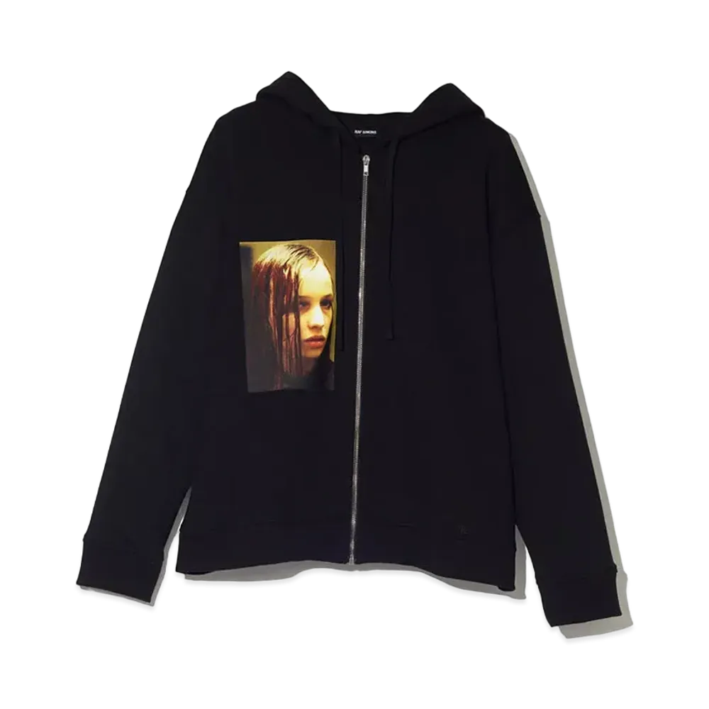 RAF SIMONS Hoodie With Zipper Christiane F. "Black"