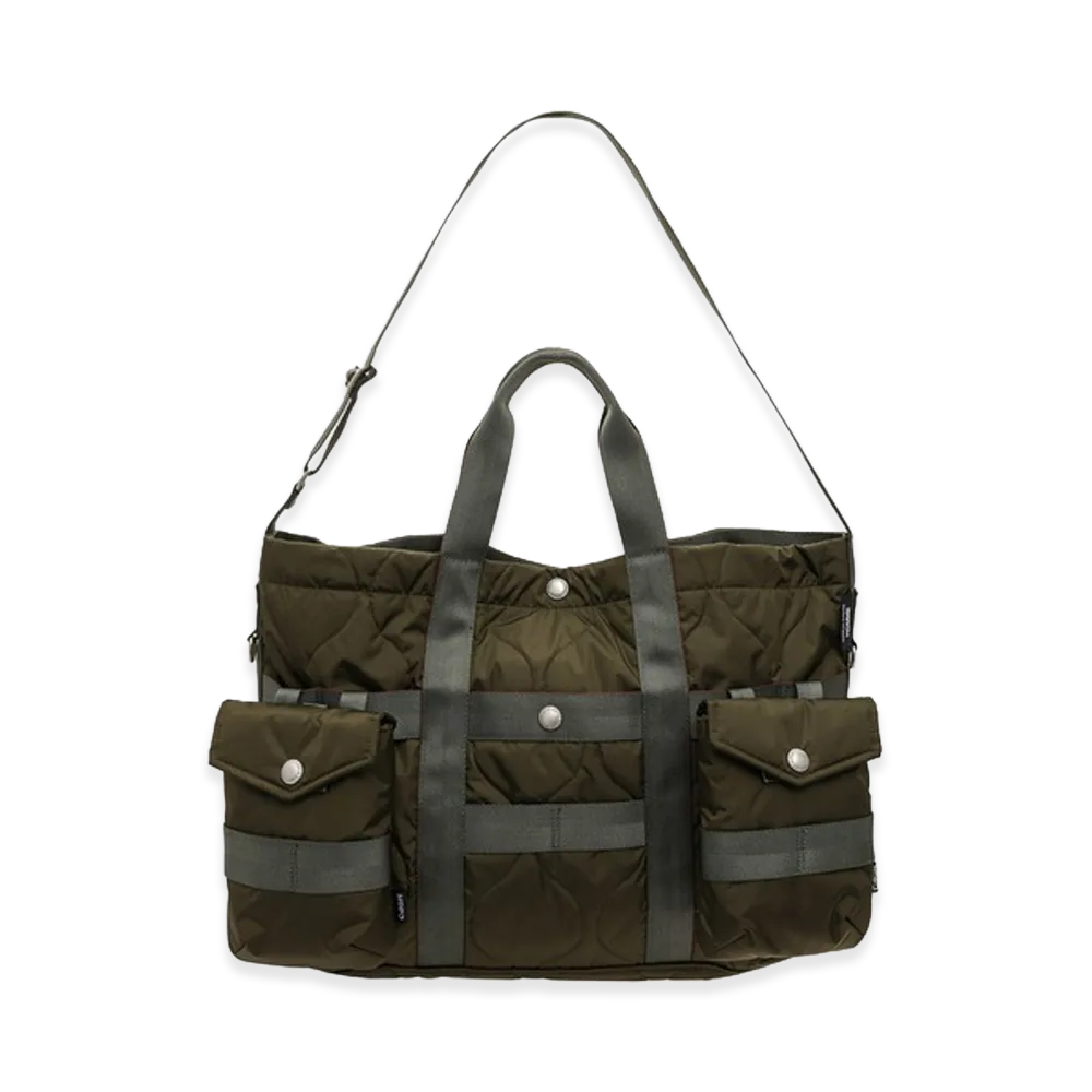 COMME des GARCONS HOMME Nylon Ripstop Quilted 2Way Bag "Khaki"