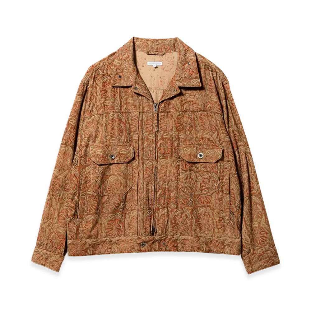 ENGINEERED GARMENTS Trucker Jacket - Floral Printed Corduroy "Beige"
